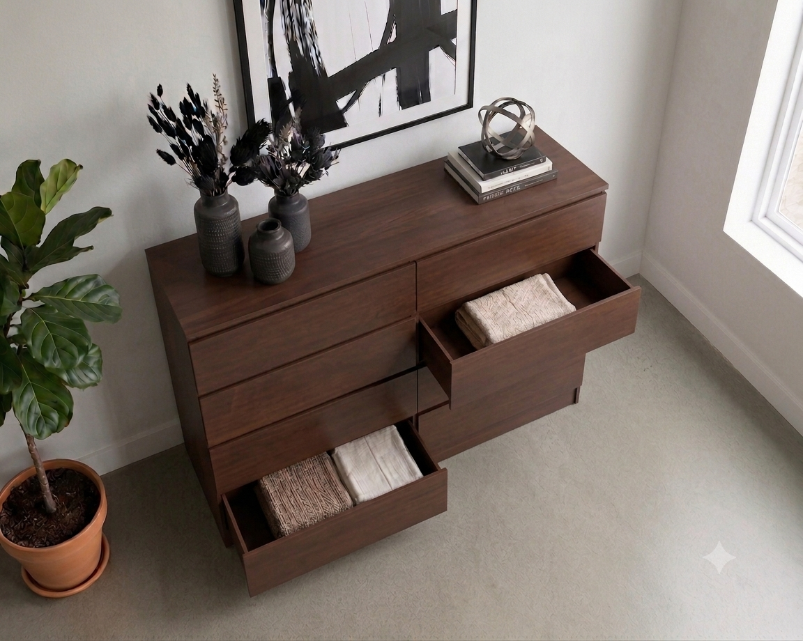 Tokyo Modern 8-Drawer Double Dresser- Cappuccino