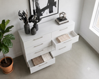Tokyo Modern 8-Drawer Double Dresser with Chrome Handles- White