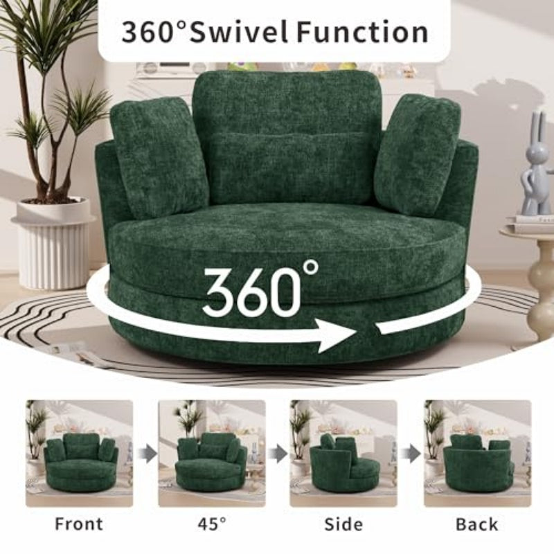 Oversized Chenille Swivel Accent Chair
