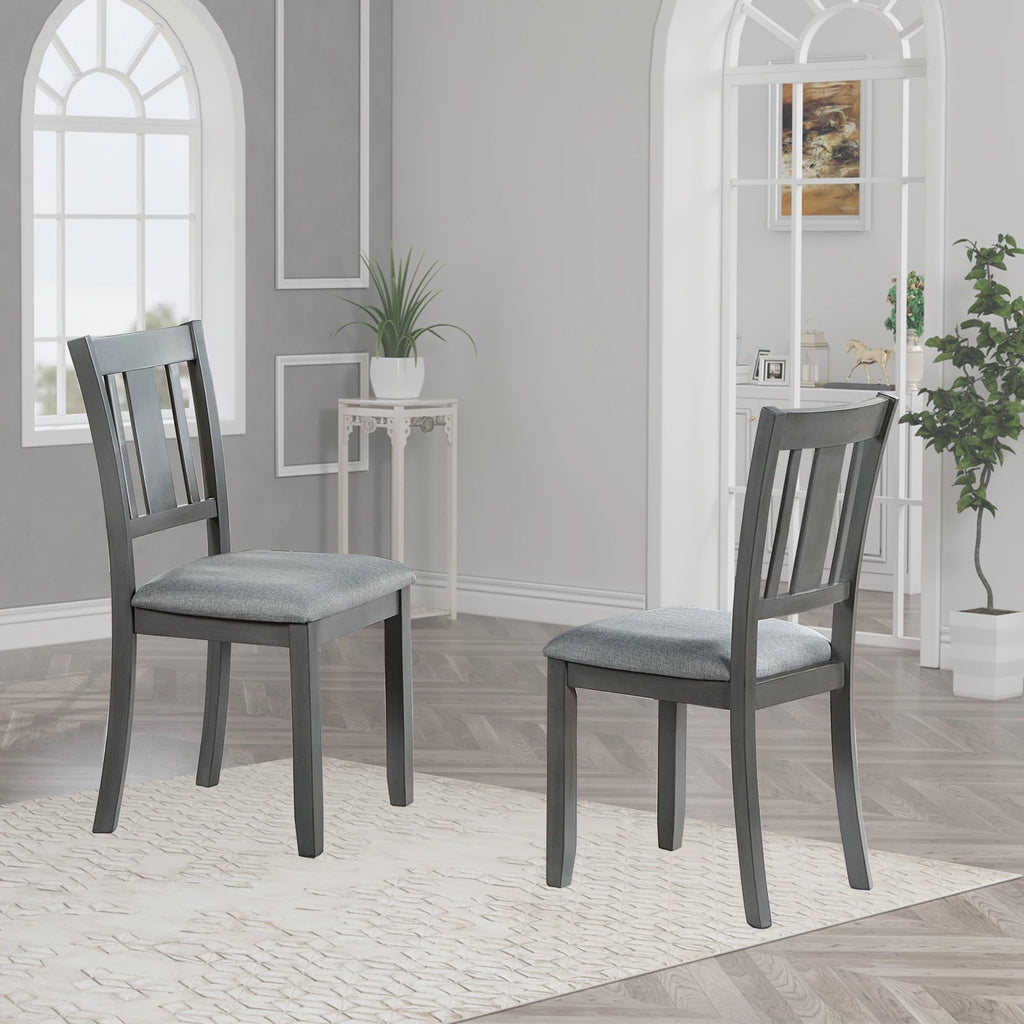 Gray Solid Wood Dining Chairs Set of 4 – Modern Upholstered Kitchen Chairs