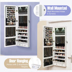 Lockable LED Jewelry Mirror Cabinet – Wall Mounted Organizer