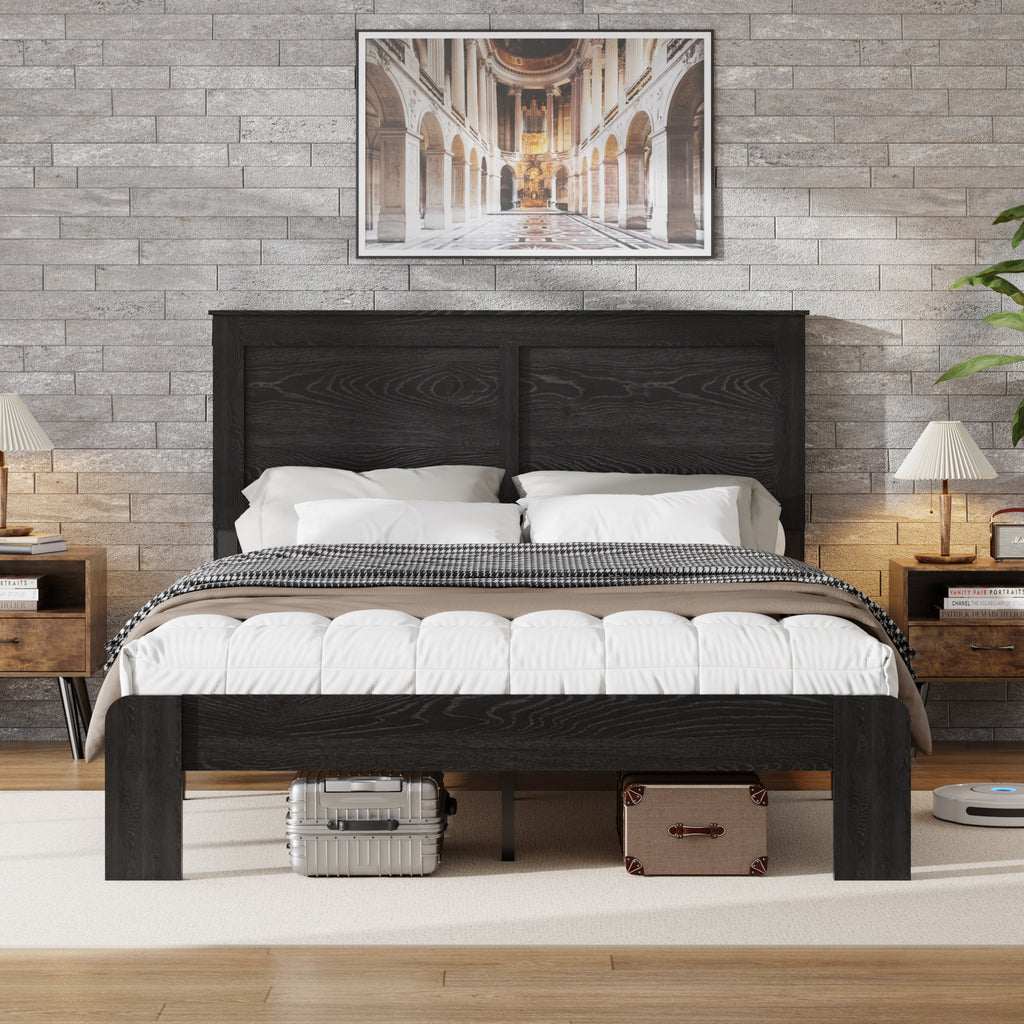 Black Wood Platform Bed Frame