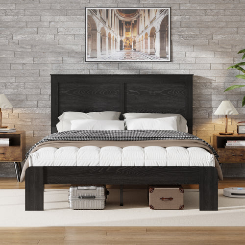 Black Wood Platform Bed Frame