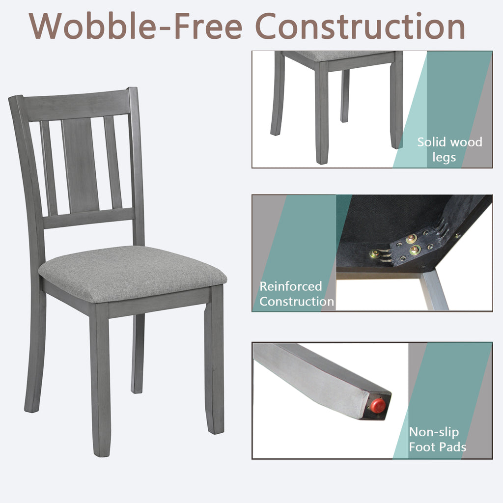 Gray Solid Wood Dining Chairs Set of 4 – Modern Upholstered Kitchen Chairs