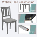 Gray Solid Wood Dining Chairs Set of 4 – Modern Upholstered Kitchen Chairs