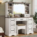 Vanity Desk with LED Mirror, Storage Drawers & Matching Stool