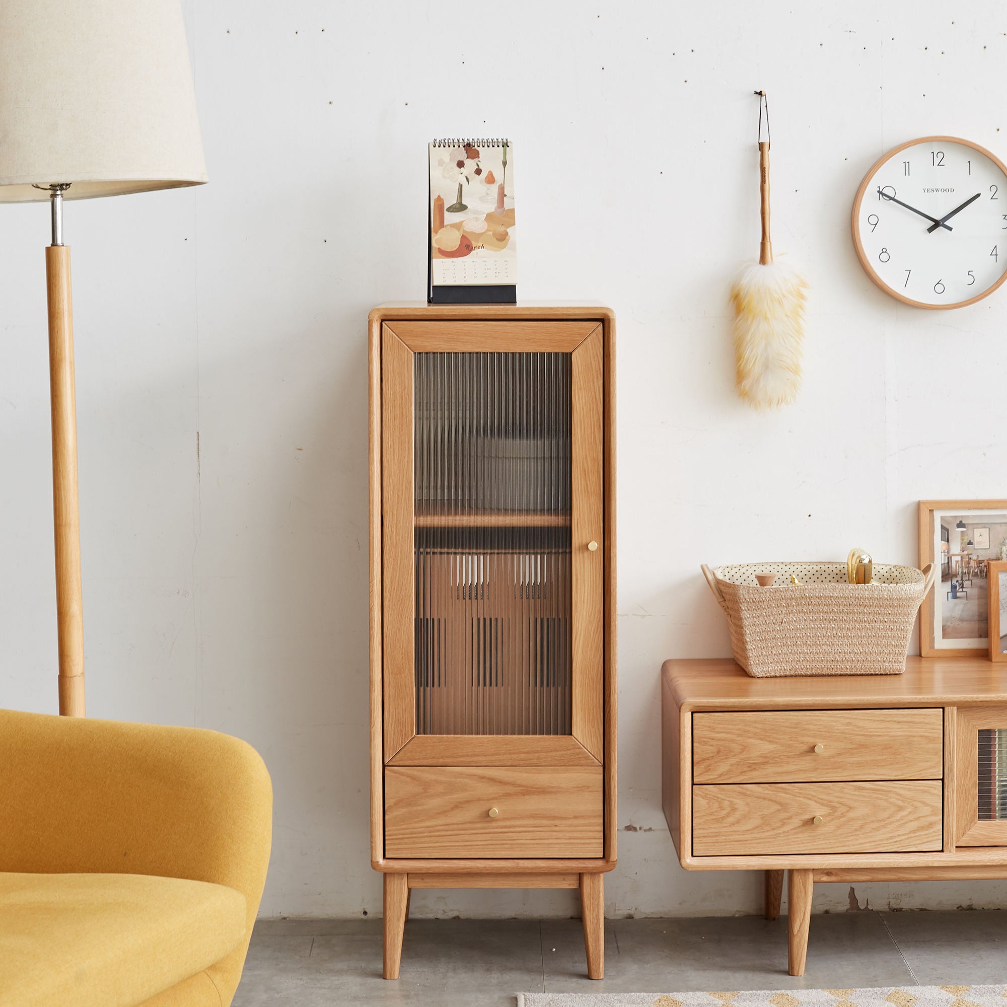Mid-Century Oak Glass Display Cabinet