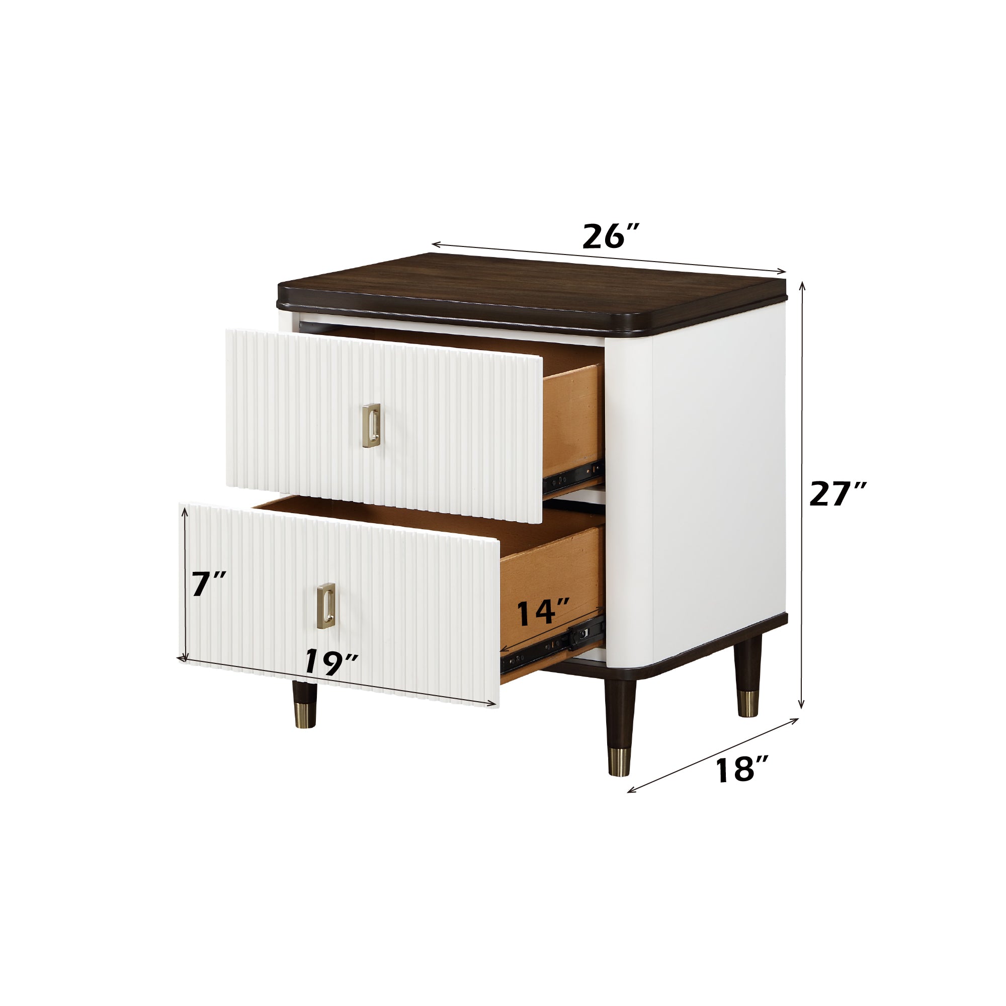 Luxury Modern White Nightstand – USB Charging + Storage