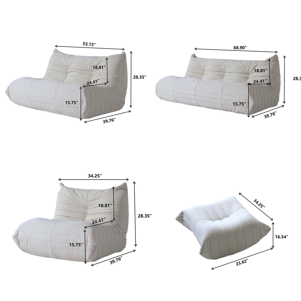 Nordic Modular Lazy Sofa Set – Sofa & Loveseat