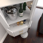 Modern Corner Bar Cabinet with Shelves & Storage Drawers