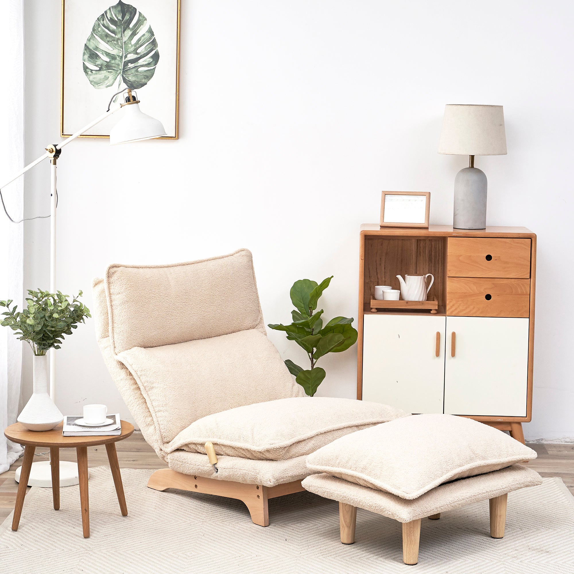 Japanese Tatami Lazy Floor Chair with Ottoman