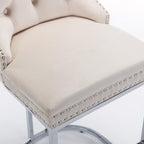 Velvet Counter Height Bar Stools (Set of 2) – Tufted Dining Chairs in White