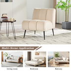 Modern Chenille Armless Accent Chair with Metal Legs – Cozy Neutral Lounge Chair