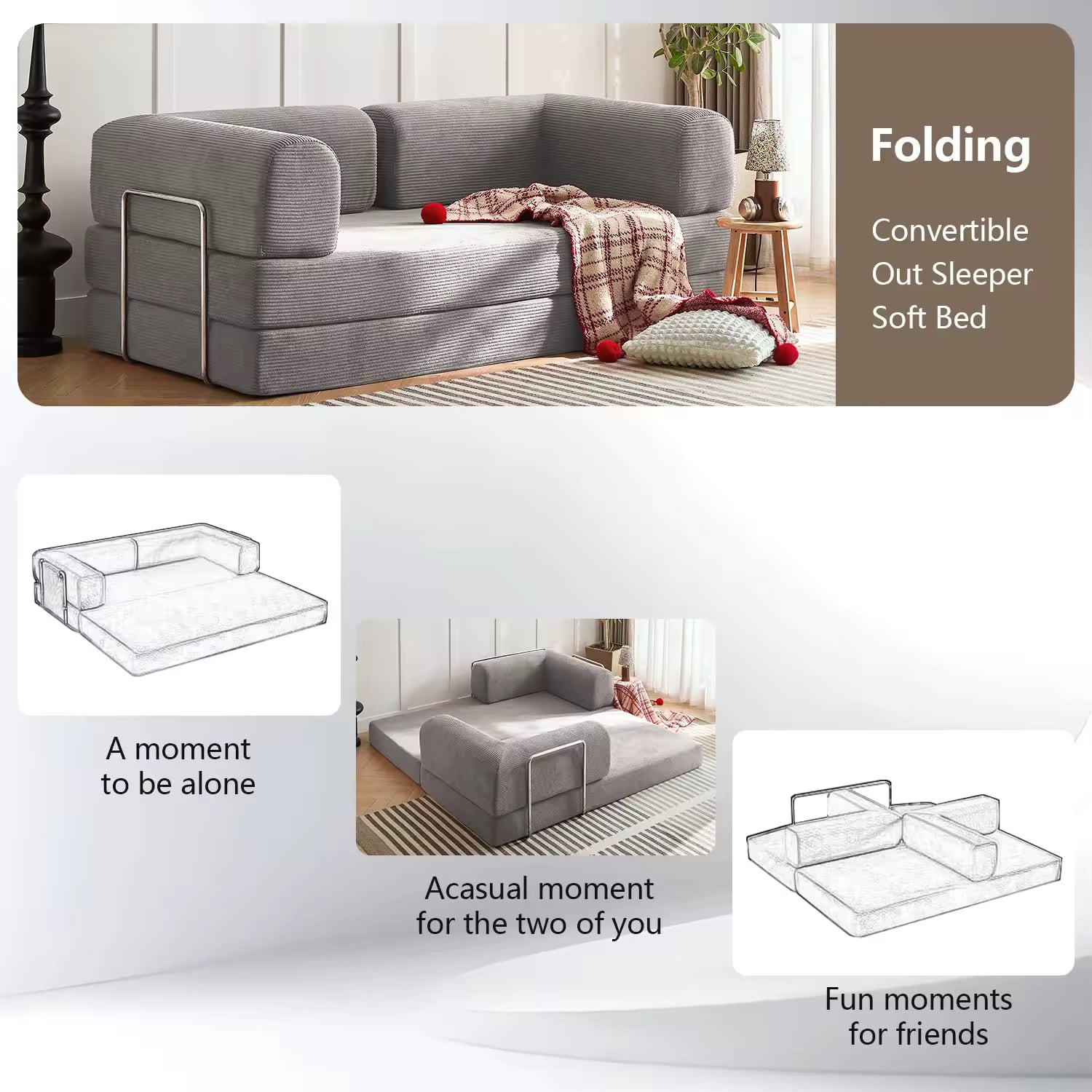 5-in-1 Convertible Sleeper Sofa Bed