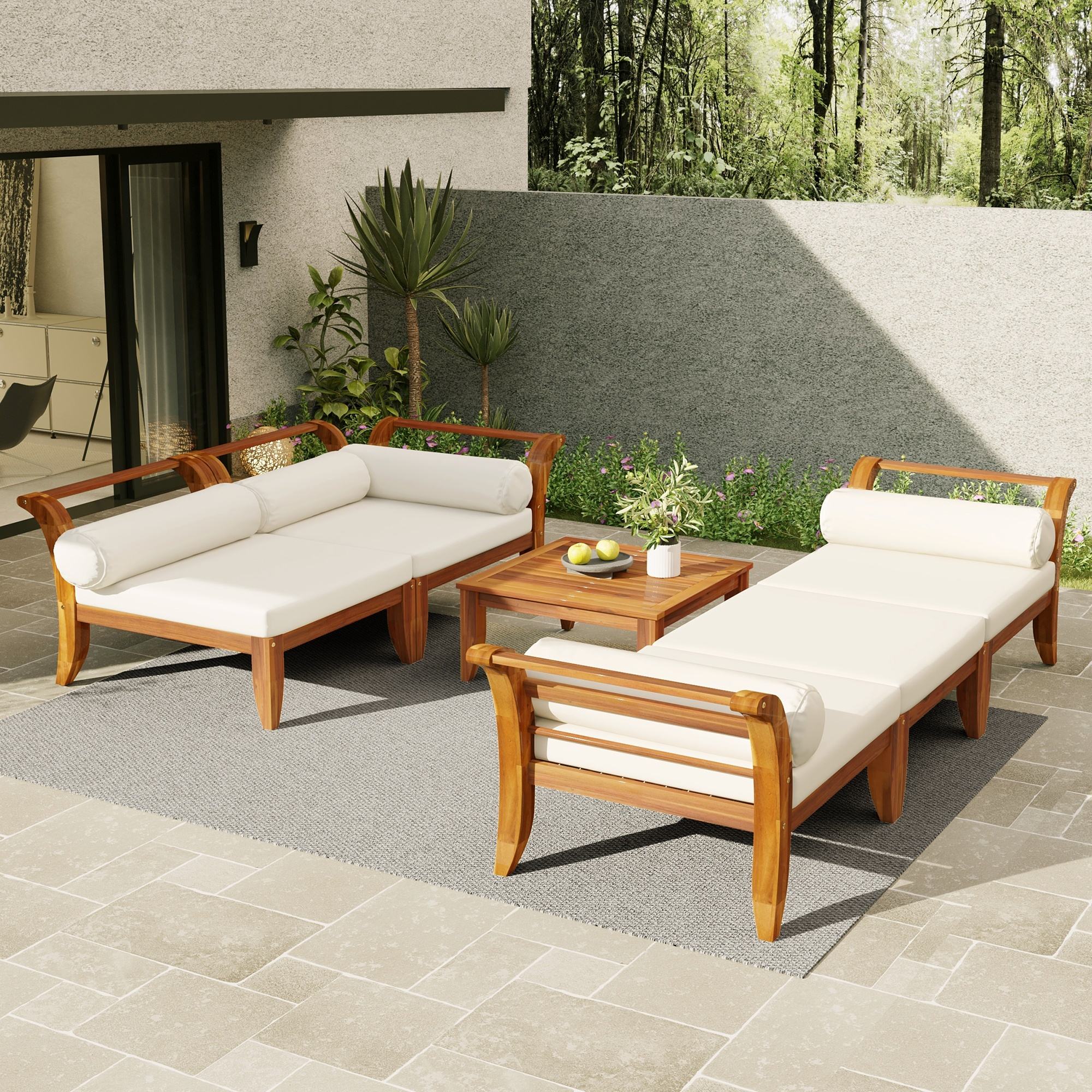 6-Piece L-Shaped Outdoor Sectional Sofa Set with Coffee Table
