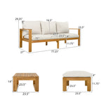 Modern Acacia Wood Outdoor Patio Sofa Set – 3 Piece Lounge Set