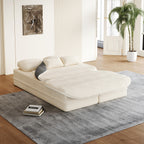 2-in-1 Foldable Corner Sofa Bed – Modern Corduroy Modular Convertible Lounge