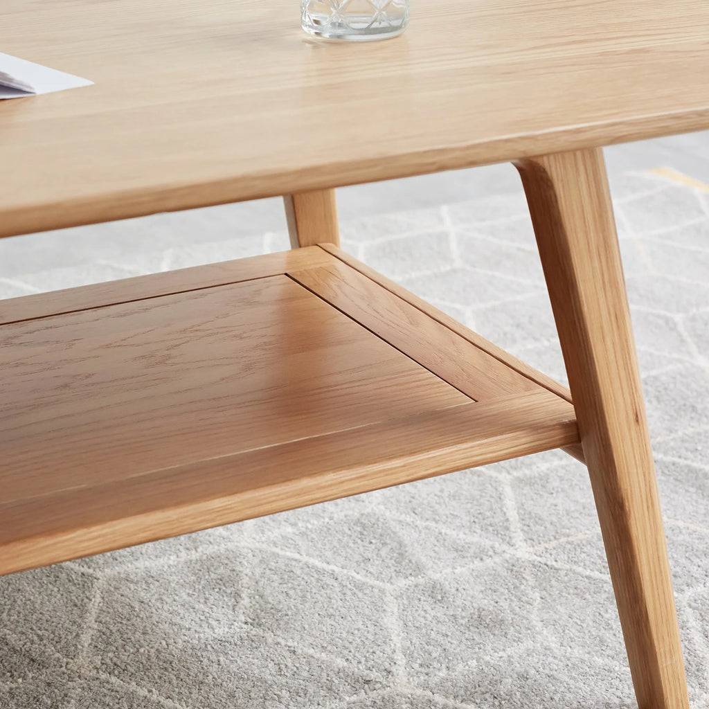 Natural Oak Solid Wood Coffee Table – Modern Living Room Table