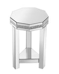 Crystal Trim Mirrored End Table – Elegant Octagon Accent Table