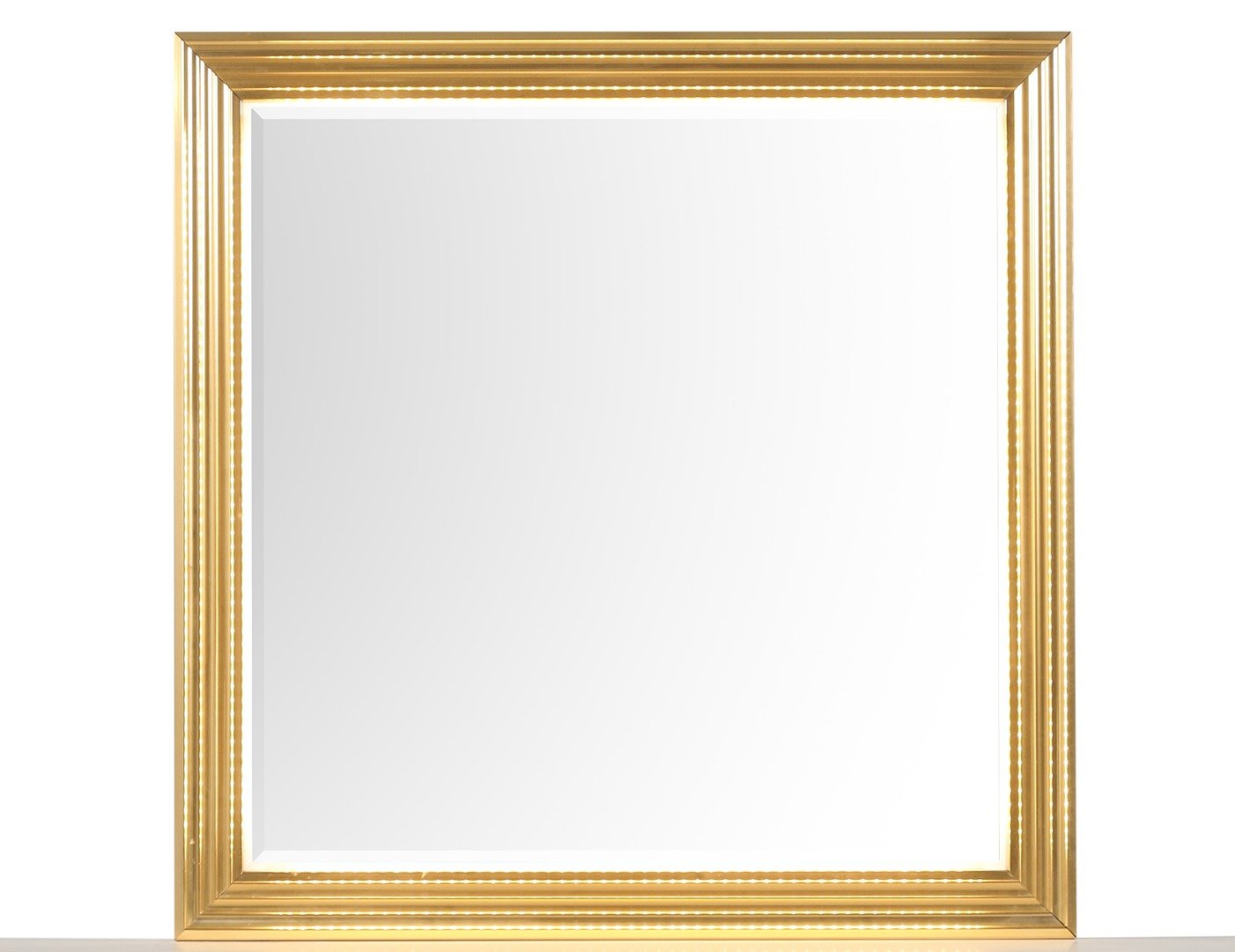 White & Gold LED Queen Bedroom Set – Bed, Dresser, Mirror & Nightstand
