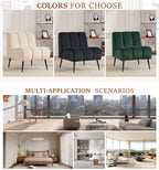Modern Chenille Armless Accent Chair with Metal Legs – Cozy Neutral Lounge Chair