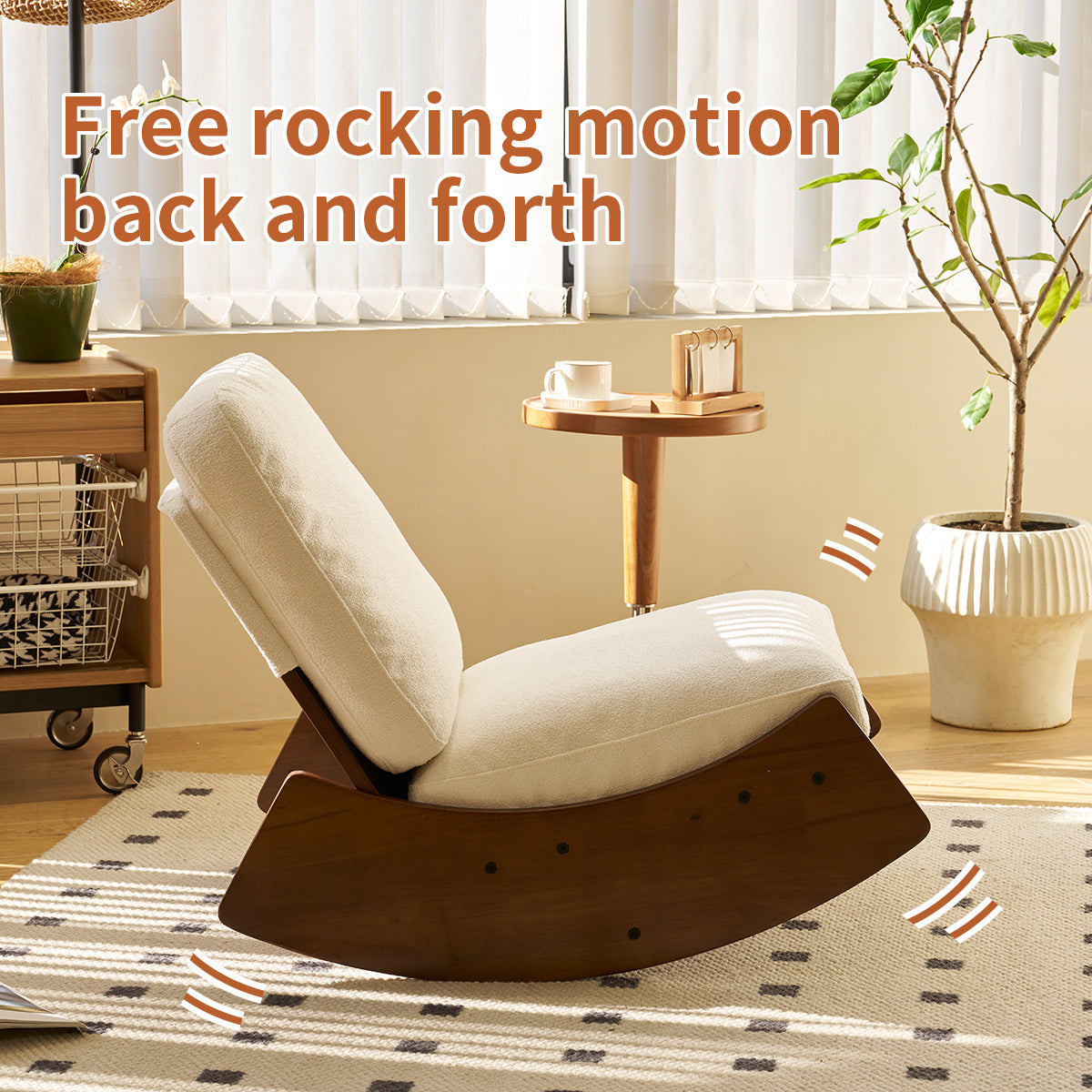Upholstered Glider Rocking Chair – Wooden Frame Accent Lounge Chair