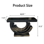 Black Mirrored Diamond Crush Crescent Console Table – Glam Entryway Sofa Table