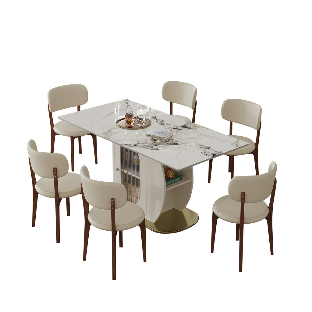 Ivory Luxe Dining Table Set – 7 Piece Dining Set