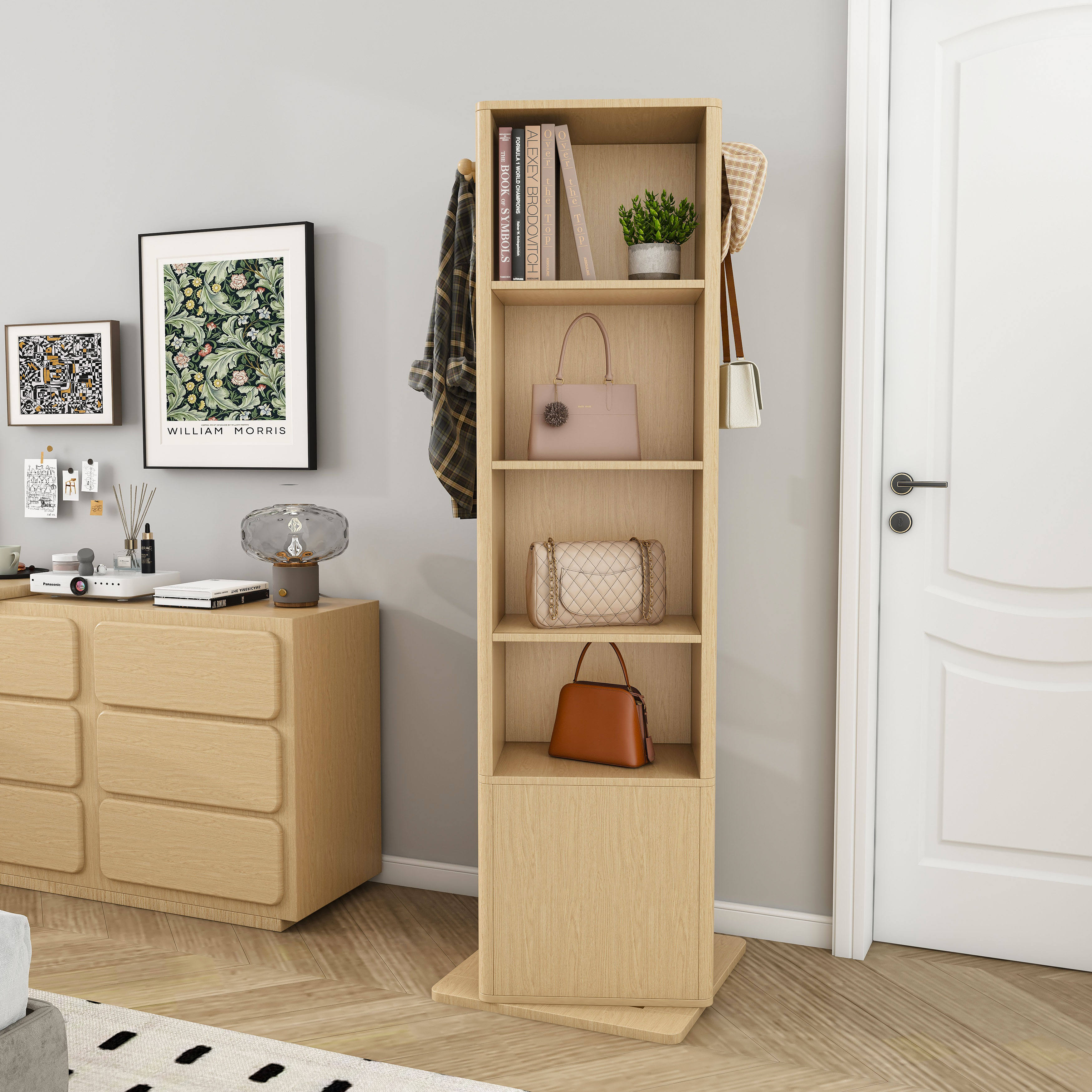 360° Rotating Full-Length Mirror Jewelry Cabinet with Storage