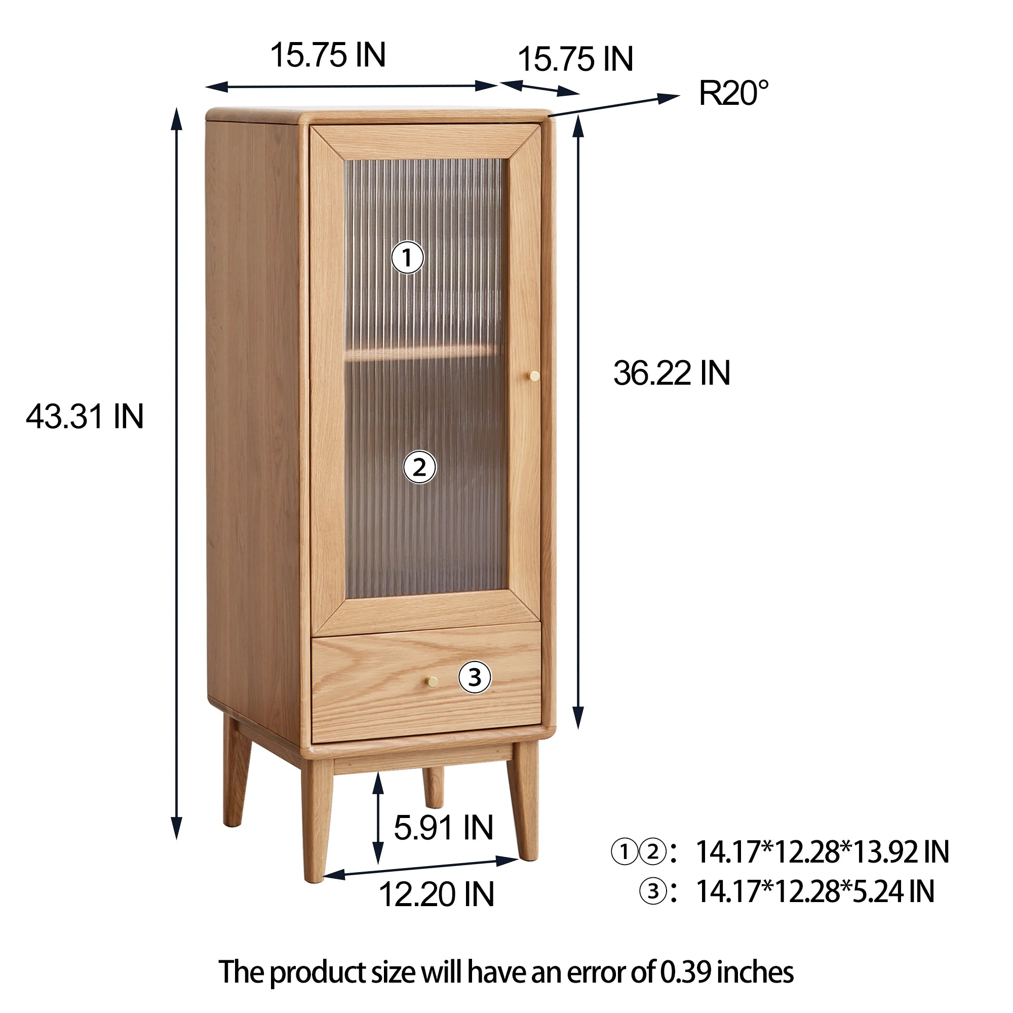 Mid-Century Oak Glass Display Cabinet