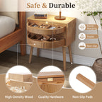 Natural Modern Wood Nightstand with Hidden Storage – Rotating Compartment Side Table (2)