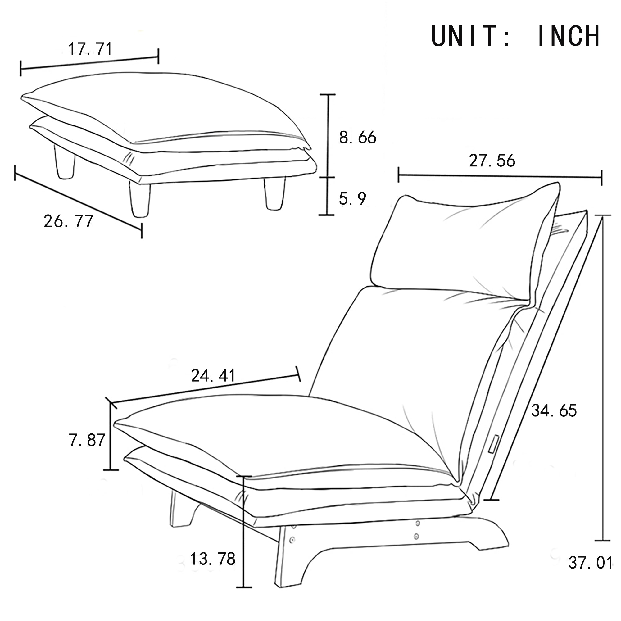 Japanese Tatami Lazy Floor Chair with Ottoman