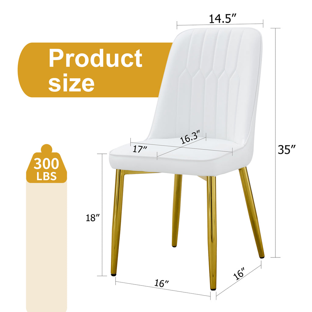 Elegant White & Gold Dining Chairs – Modern Glam Set of 2