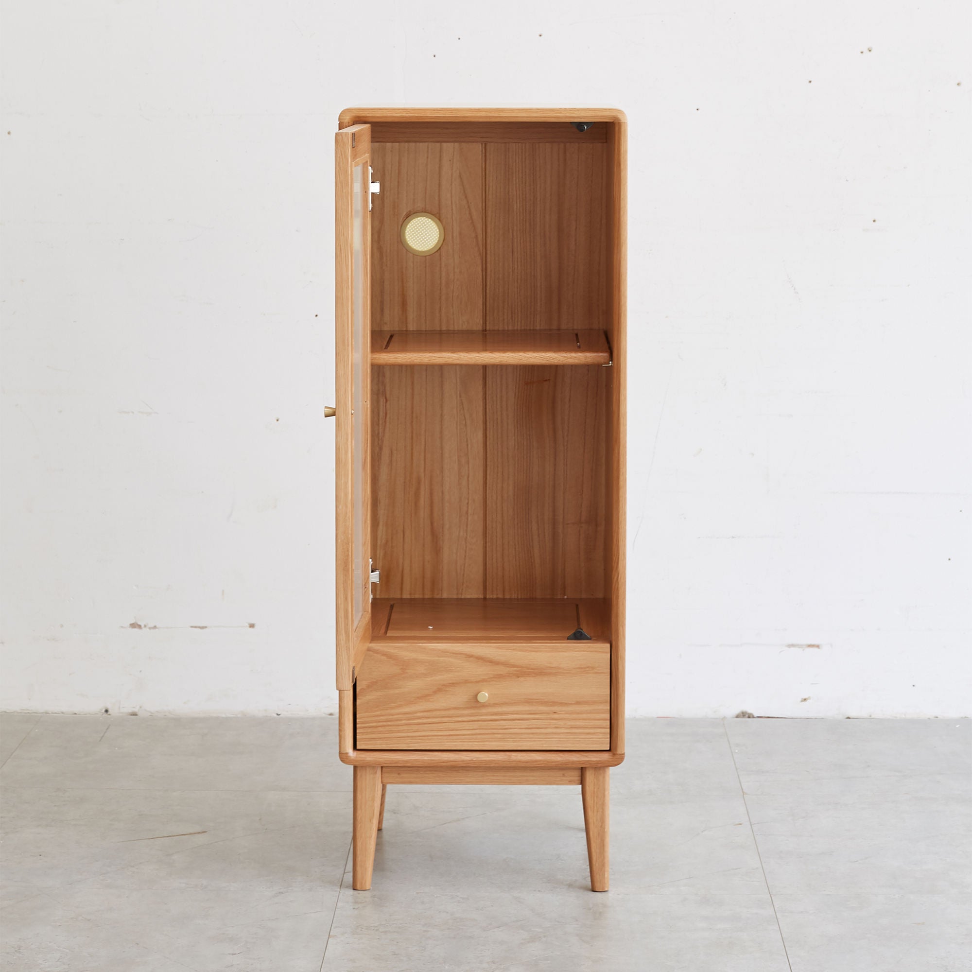 Mid-Century Oak Glass Display Cabinet