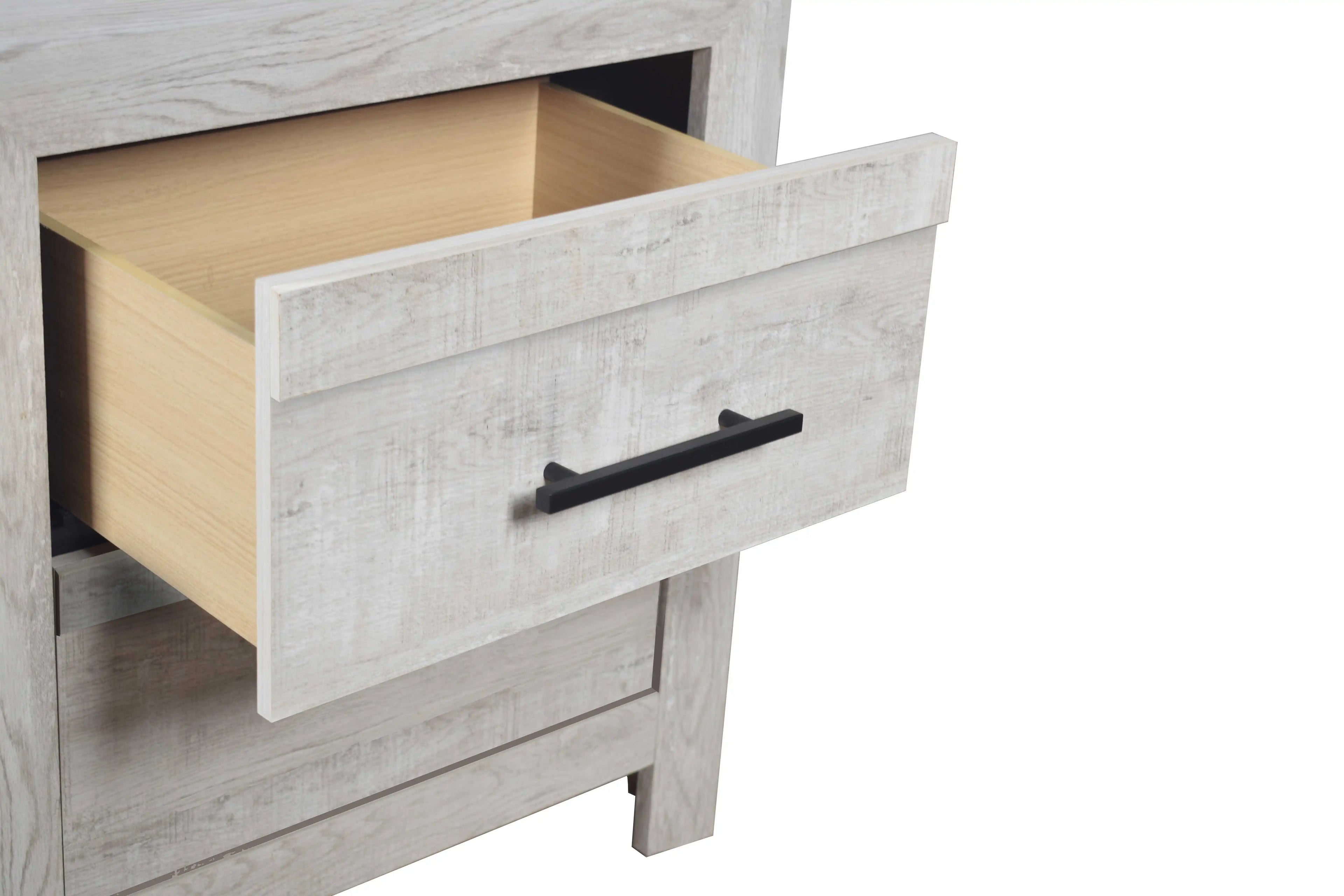 Gray Queen Bedroom Set – Bed Frame, Dresser, Mirror & Nightstand