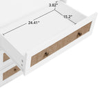 Modern White Solid Wood Wardrobe Cabinet with Drawer and Hanging Rod