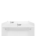 Modern White Solid Wood Wardrobe Cabinet with Drawer and Hanging Rod
