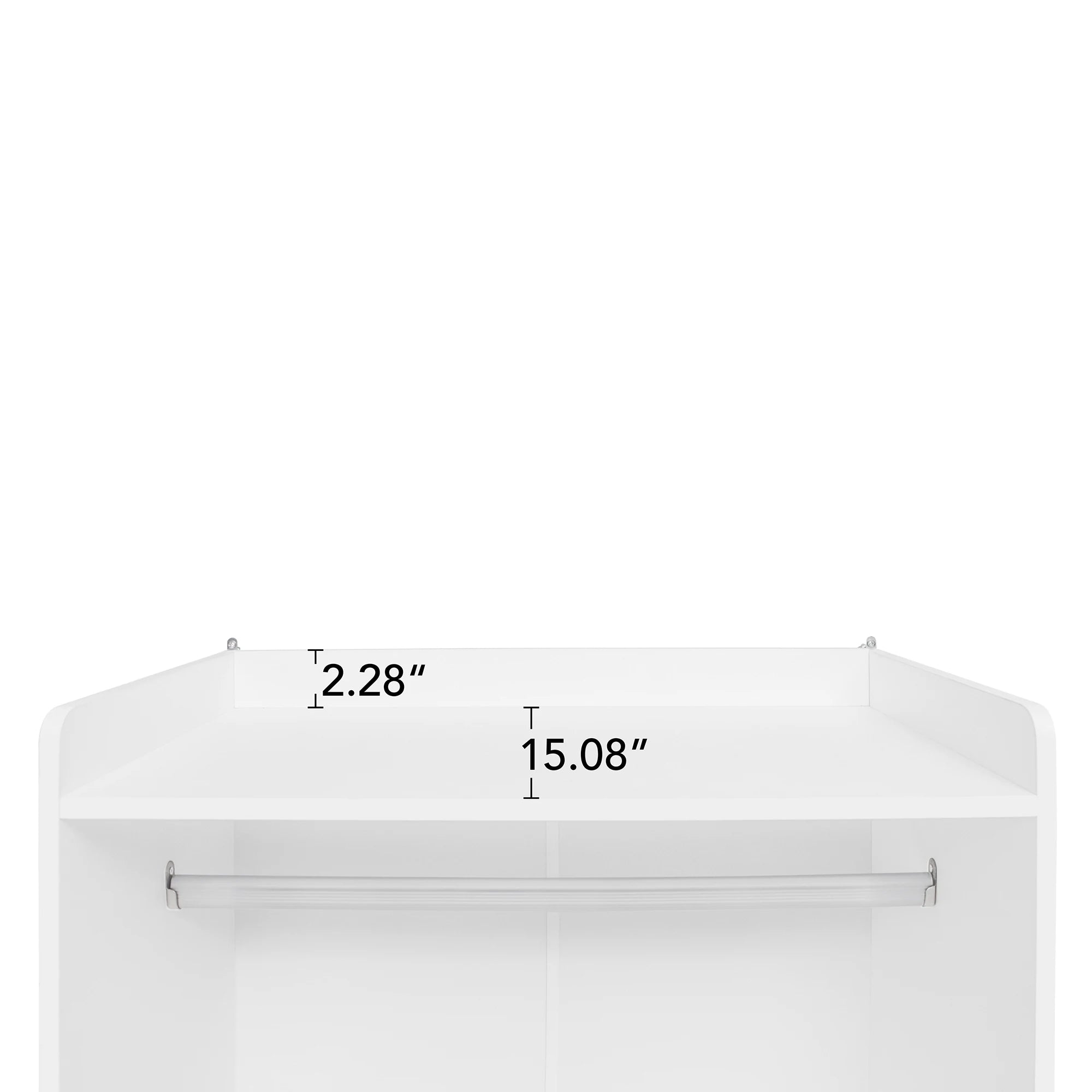 Modern White Solid Wood Wardrobe Cabinet with Drawer and Hanging Rod