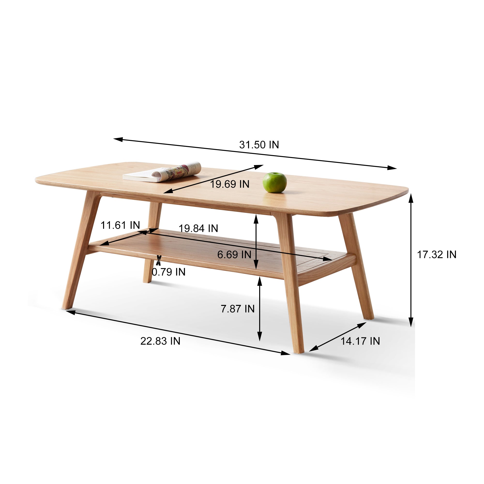 Natural Oak Solid Wood Coffee Table – Modern Living Room Table