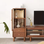 Mid-Century Oak Glass Display Cabinet