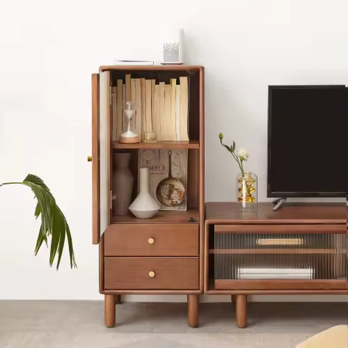 Mid-Century Oak Glass Display Cabinet