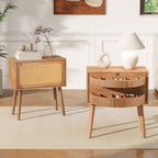 Natural Modern Wood Nightstand with Hidden Storage – Rotating Compartment Side Table (2)