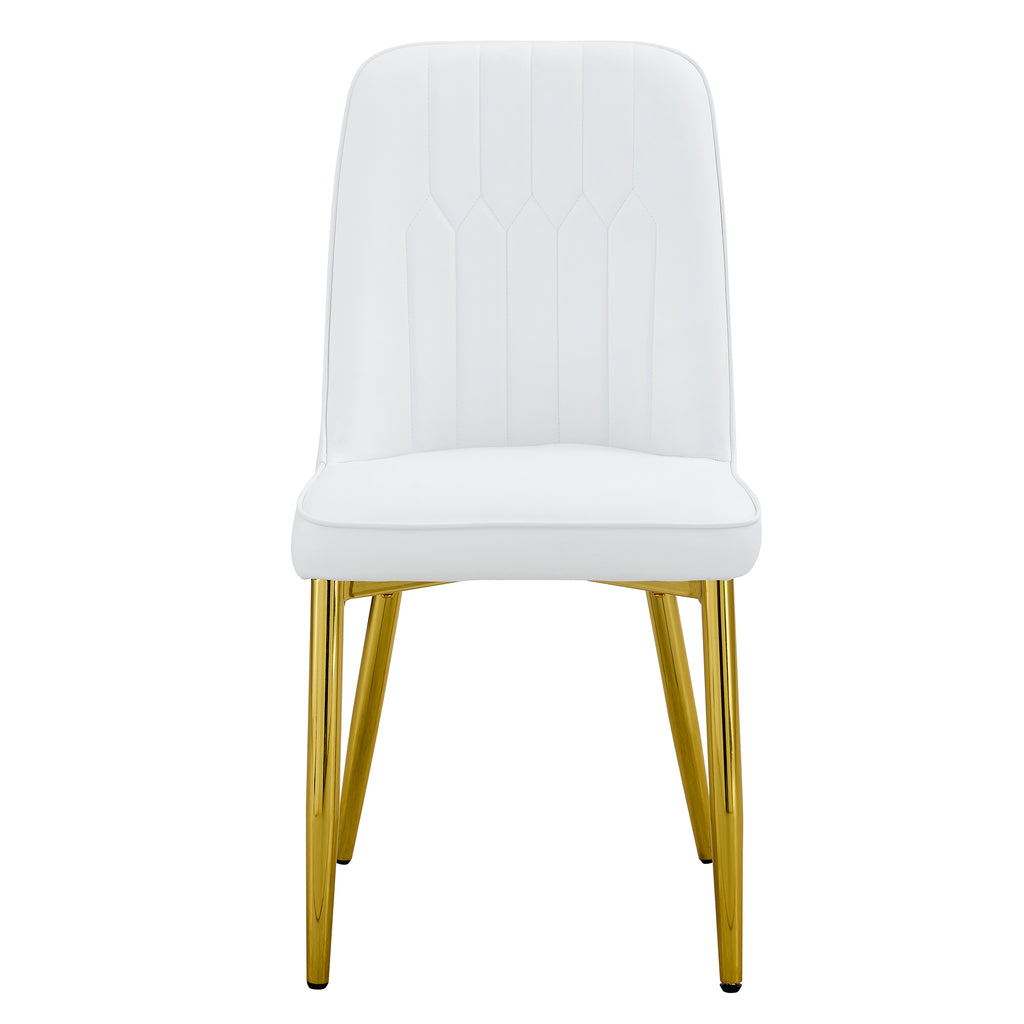 Elegant White & Gold Dining Chairs – Modern Glam Set of 2