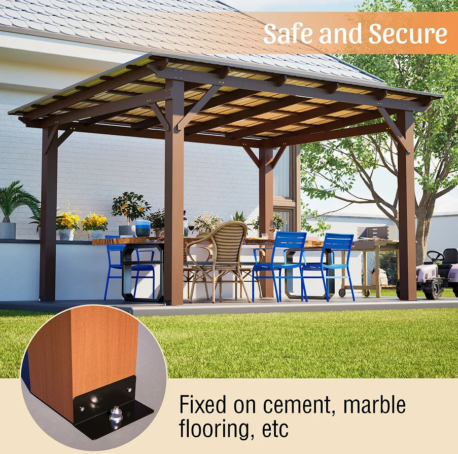 Modern Wooden Garden Gazebo with Metal Roof