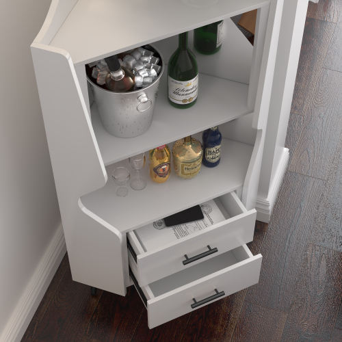 Modern Corner Bar Cabinet with Shelves & Storage Drawers