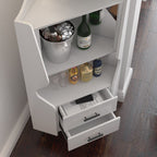 Modern Corner Bar Cabinet with Shelves & Storage Drawers