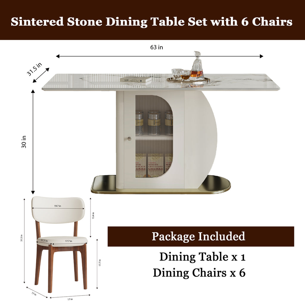Ivory Luxe Dining Table Set – 7 Piece Dining Set