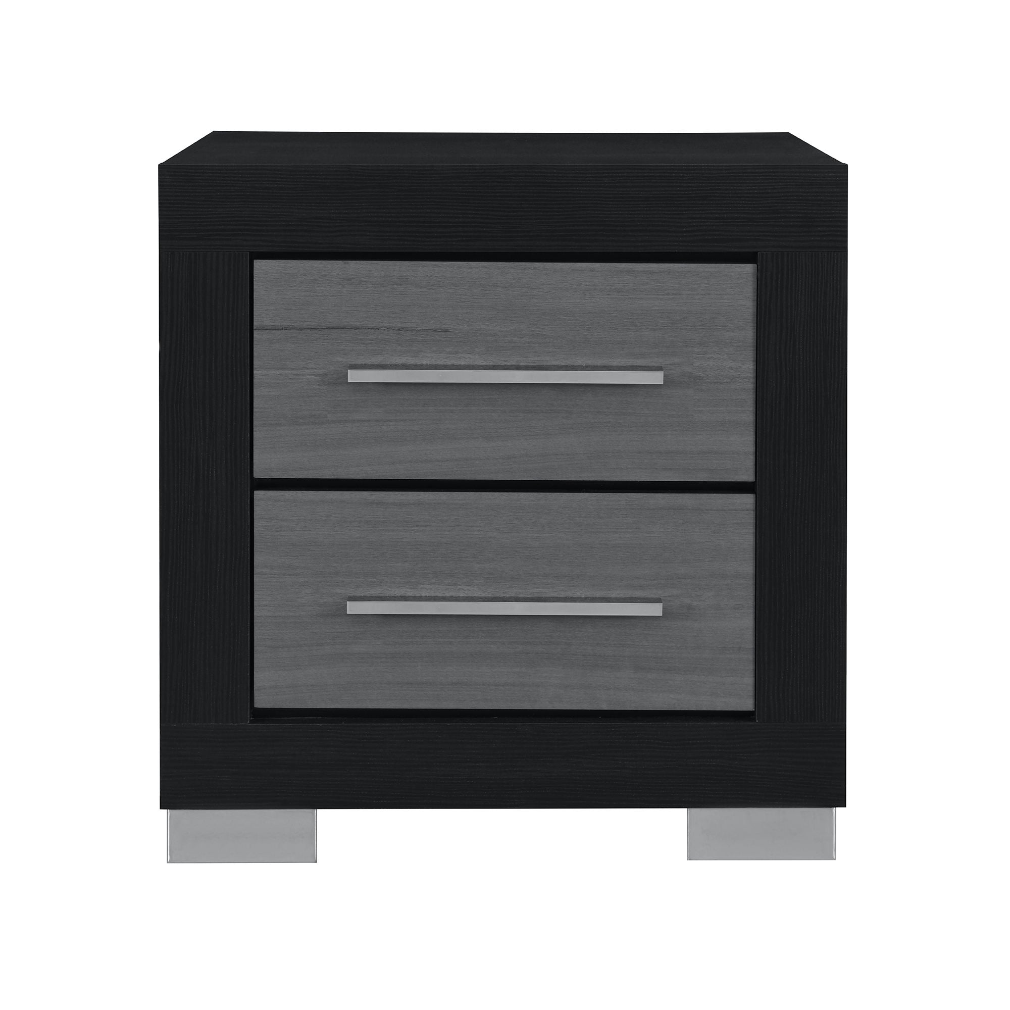 Modern Black & Grey Nightstands – Set of 2 Bedside Tables