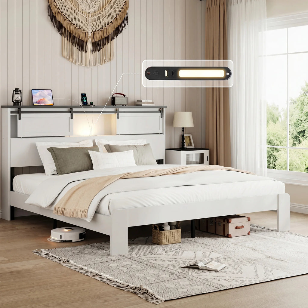 Modern Bed Frame with Built-In Charging Station