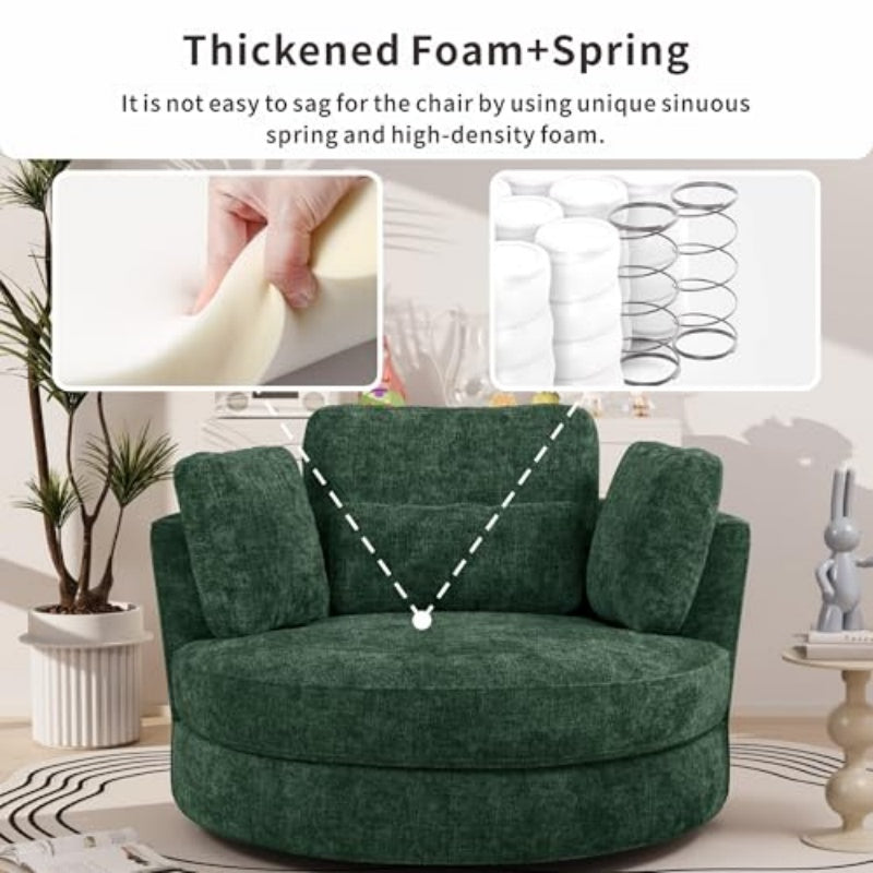 Oversized Chenille Swivel Accent Chair